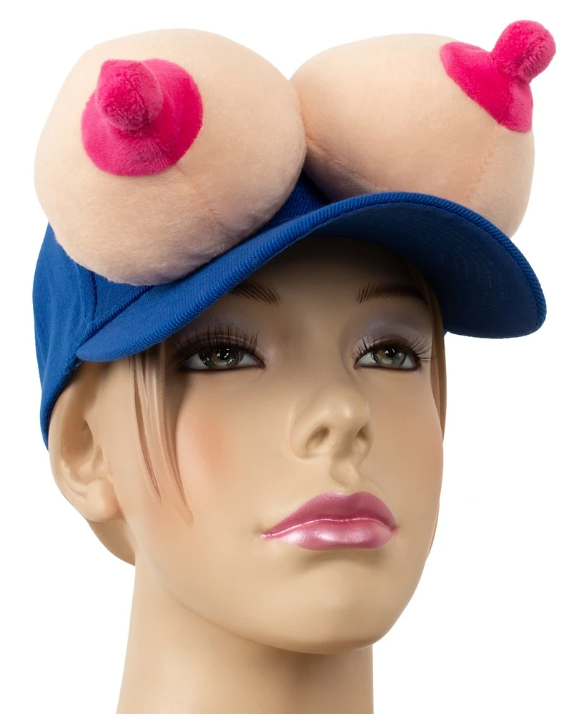 Schirmmütze Busen,Mit dieser frechen Baseball Cap mit prallem Samtplüsch-Busenpaar auf dem Schirm ziehst Du auf jeder Party alle Blicke auf Dich