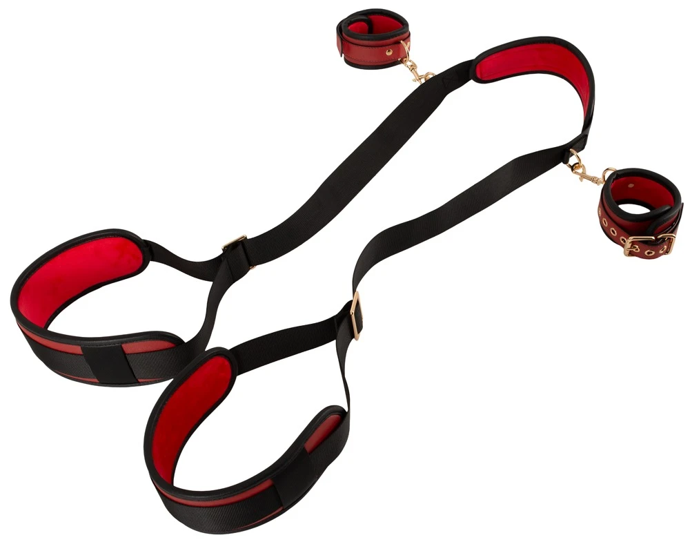 Bad Kitty Thigh Restraint Set, Sexy Kombifessel Deluxe mit Nacken- & Schenkelgurten, abnehmbaren Handfesseln, gepolstert & verstellbar für heiße Spiele