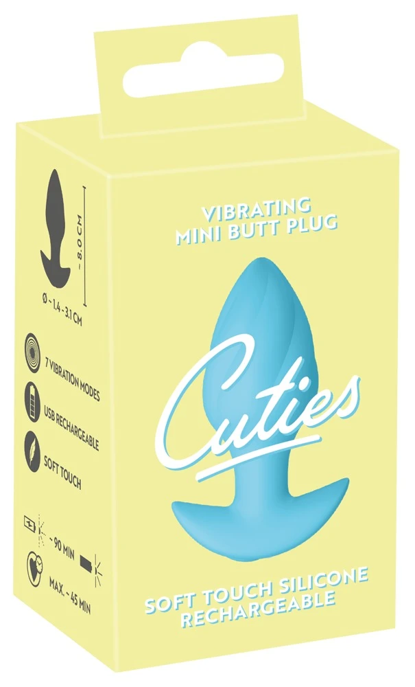 Cuties Vibrating Plug Blue, Vibrating Mini Butt Plug Blue von Cuties – kleiner, kraftvoll vibrierender Analplug mit 7 intensiven Modi für prickelnd-spielerische Lustmomente