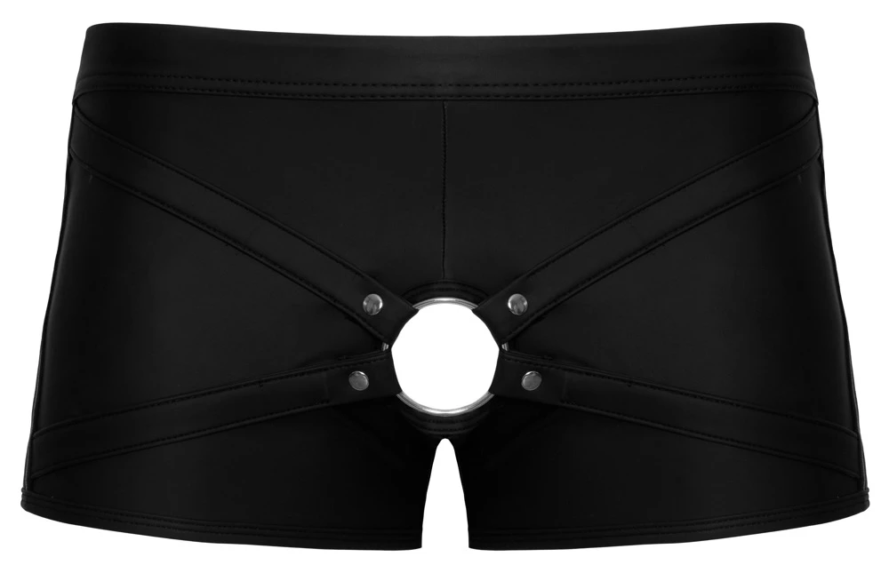 Enge betonende Pants von Svenjoyment im schwarzen Mattlook mit roten Webgummi-Seitenstreifen.