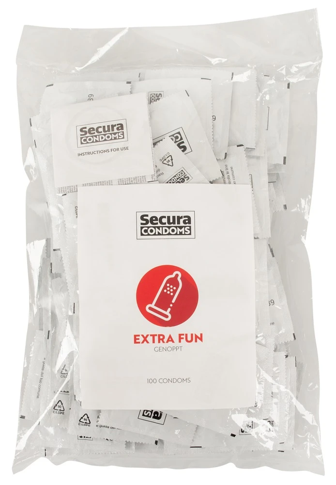 Extra Fun 100er Beutel, Intensiver Extra-Spaß: Transparente, vegane Kondome mit Stimulationsnoppen & silikonbasierter Feuchtbeschichtung