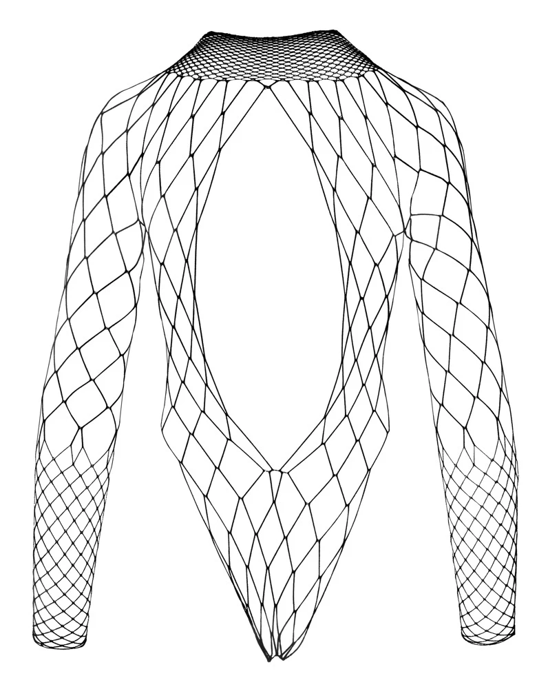 Grobnetzbody mit extra hoher Beinausschnitt und Cut-out im Rücken.