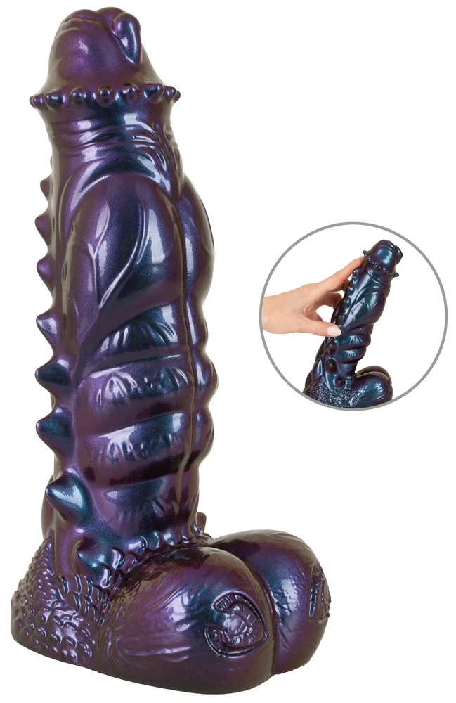 Beasty Cocks Tech-Zilla Bang Fantasy-Dildo in Metallic-Optik mit Saugfuß, flexibler Monsterform und intensiver Struktur