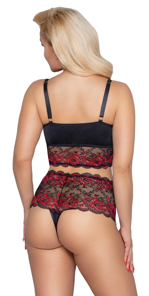 Cotteli Sinnliche Eleganz: Soft-BH und Taillen-Slip in zweifarbiger Spitze mit verziertem Dekolleté und Spitzenbund