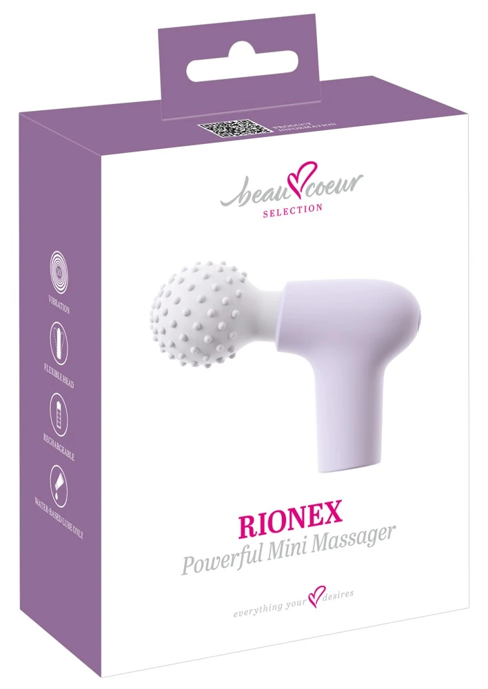 beau coeur Mini Massage Gun, RIONEX Mini Massager von beau cœur kompakter Minivibrator im Massagepistolen-Design mit 10 kraftvollen Vibrationsmodi und weichem Noppenkopf für gezielte Stimulation