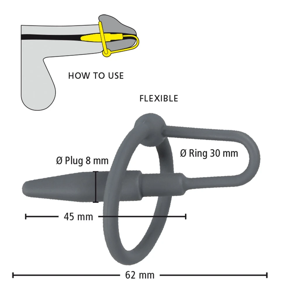 Pplug with glans ring grey