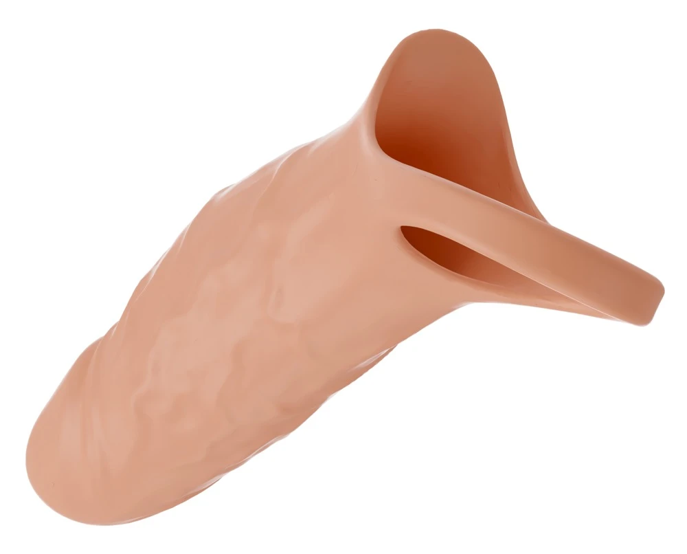 Realistixxx Penis Sleeve Close, Vibro-Penissleeve mit Hodenring 10 Vibrationsmodi, vergrößert den Umfang und unterstützt die Erektion für intensiven Genuss.