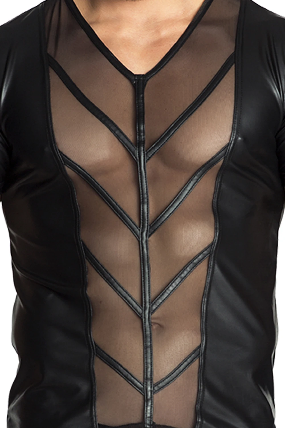 Herren Shirt mit transparentem Tülleinsatz von Look Me