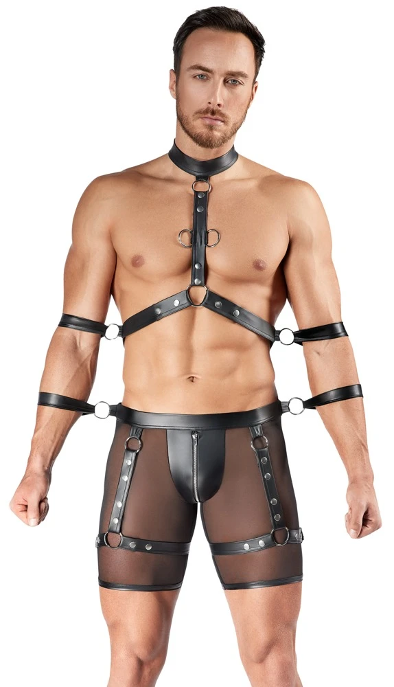 Herren Harness und Pants, Bondage-Set von Svenjoyment: Harness-Pants, Brust-Harness & Fesseln für sinnliche Erlebnisse