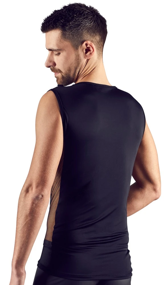 Herren Shirt Materialkombination aus blickdicht und transparent mit effektvoller Schnürung.