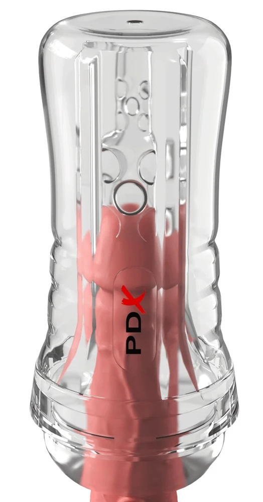 PDXE ViewTube EZ-Grip Stroker, Transparenter Masturbator ViewTube Plus See-Thru EZ-Grip Stroker Clear mit ultraweicher Innensleeve, Saugkontrolle und freiem Blick auf jede Bewegung für intensive Blowjob-Feelings