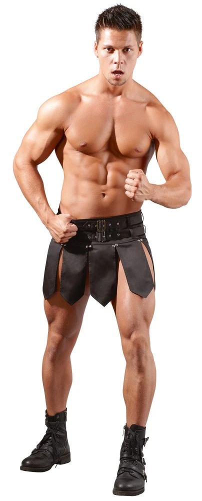 Schwarzer Rock von Svenjoyment im Gladiator-Style mit zwei Gürteln. Hinten mit Stretch.