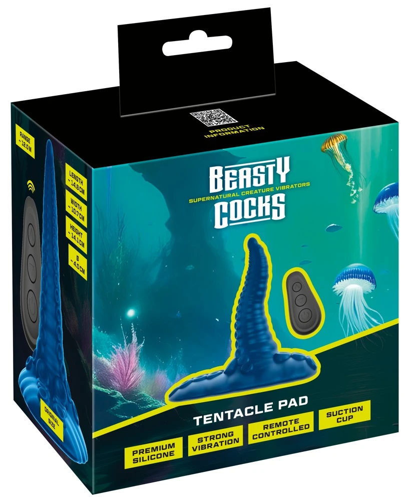 Beasty Cocks Tentacle Pad, Aufsitzvibrator im sexy Tentakel-Design mit starker Struktur, schimmernder Metallic-Optik, kräftigem Saugfuß und Fernbedienung für intensive Solo-Momente