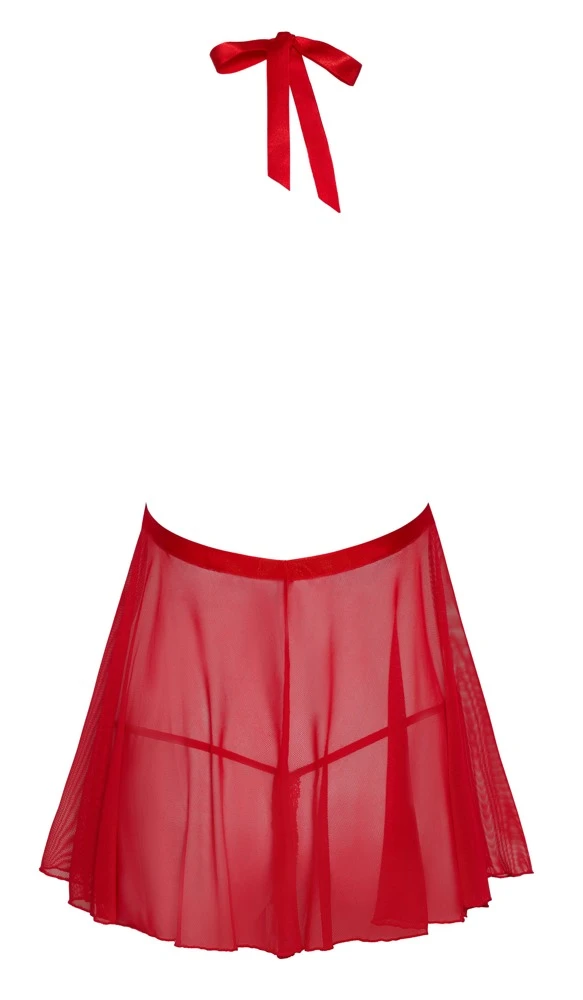 kissable Rückenfreies Babydoll Lingerie, Reizwäsche, Rot, Babydoll & String aus Spitze und Powernet