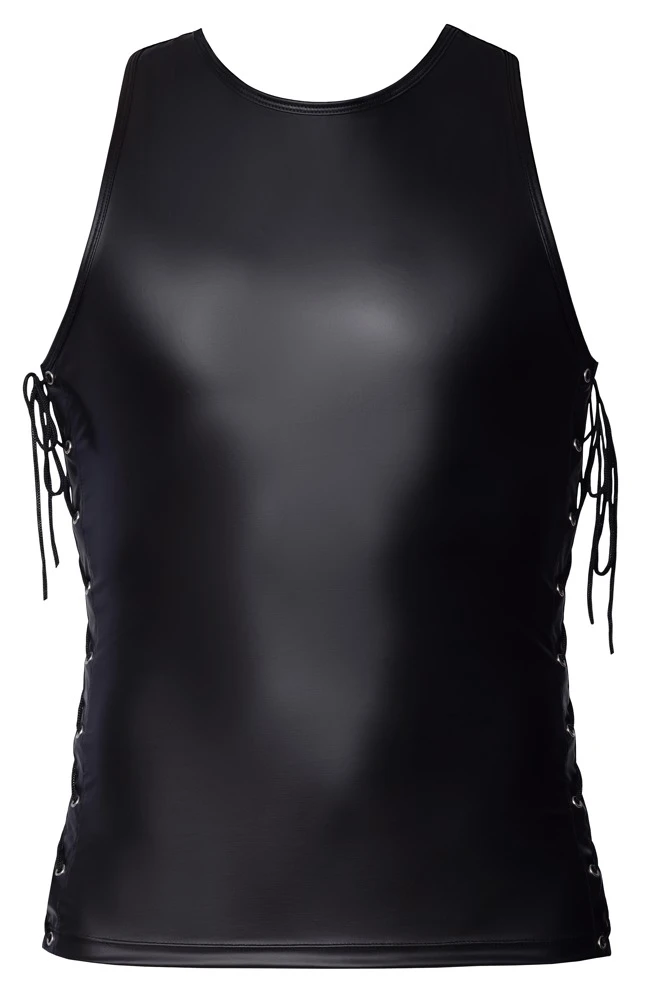 Herren Top, Ärmelloses Slim Fit Shirt, mit durchgehender variabler Schnürung, Trendigem Mattlook