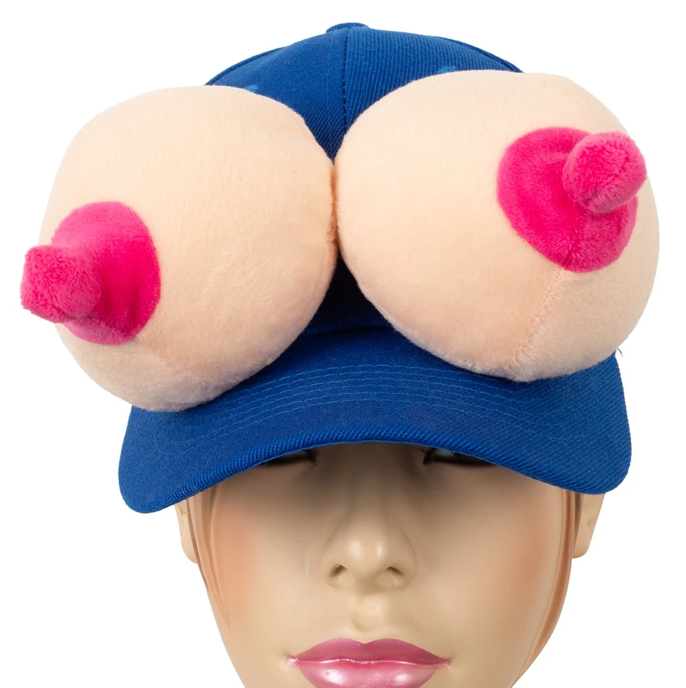 Schirmmütze Busen,Mit dieser frechen Baseball Cap mit prallem Samtplüsch-Busenpaar auf dem Schirm ziehst Du auf jeder Party alle Blicke auf Dich