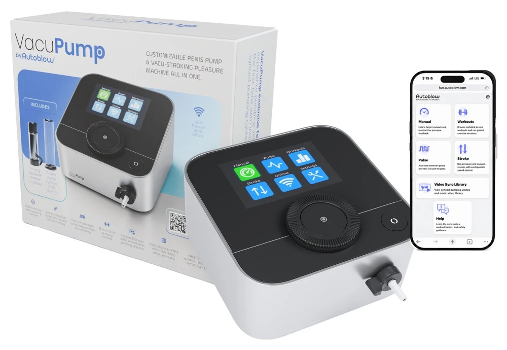 Vacupump (by Autoblow), Elektronische Penispumpe VacuPump von Autoblow – 4 Funktionen mit Pumpen, Pulsprogrammen und Stroking inklusive VacuGlide-Aufsatz