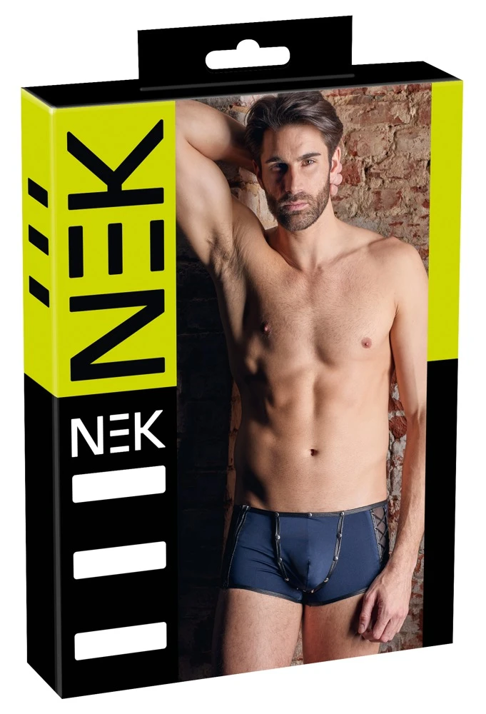Edle Mikrofaser-Pants von NEK mit abgesetzten Kanten im Mattlook und abknöpfbarem Beutel.