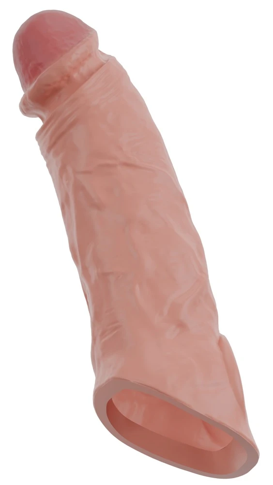 Realistixxx Vibrating Penis Sl Vibro-Penishülle mit Hodenring – verlängert um 6,5 cm, verdickt spürbar und liefert mit 10 starken Vibrationsmodi per Fernbedienung intensive Stimulation für heiße, tiefe Lustgefühle