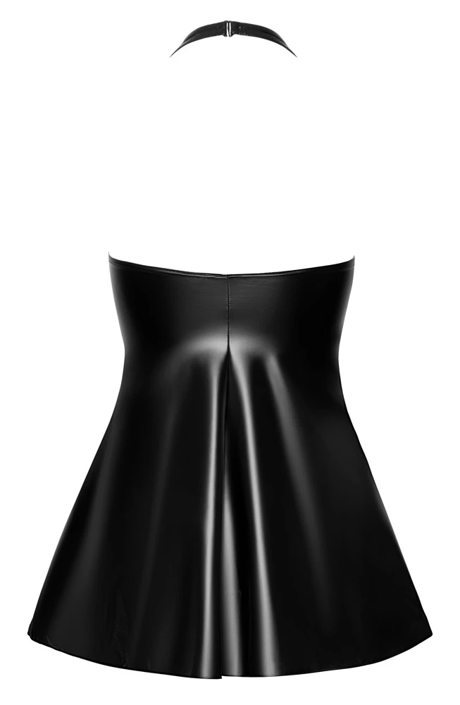 Rückenfreies Kleid im edlen Material-Mix, Oberteil in Schlangenhaut-Optik, Rockteil im Powerwetlook