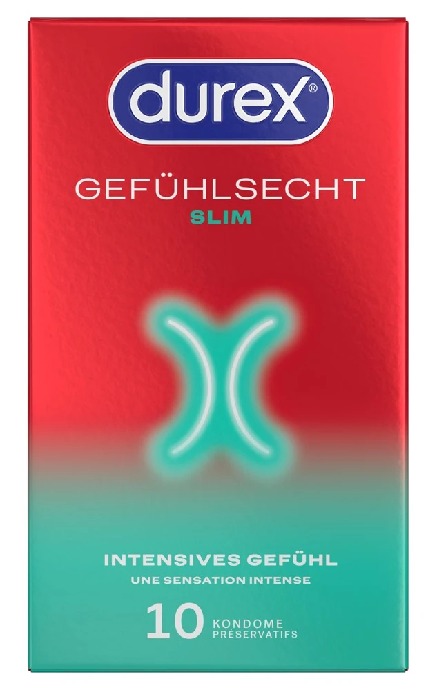 Durex Gefühlsecht Slim 10er, Grenzenlose Nähe spüren mit den Gefühlsecht Slim Kondomen von Durex extra schmal, hauchdünn und perfekt gleitend für echte Intimität