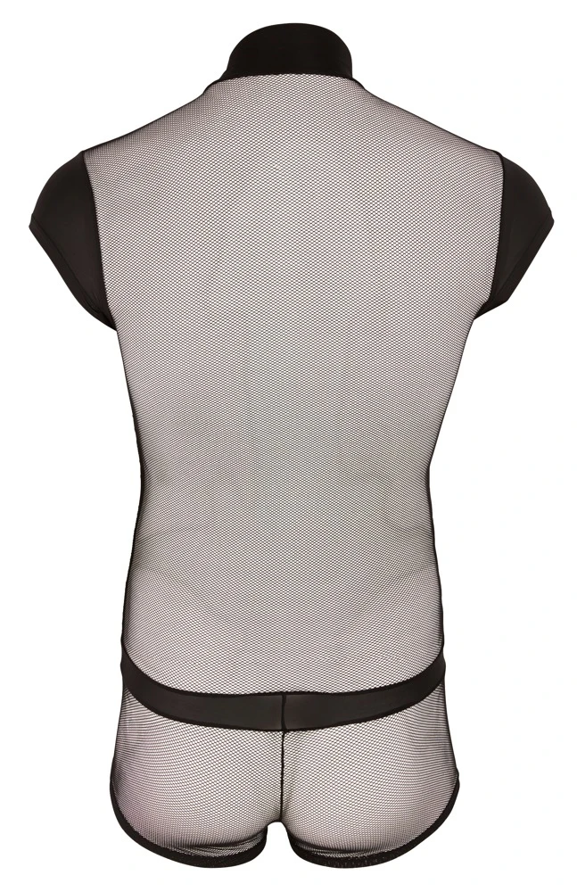Herren Body von Svenjoyment im Materialmix aus zwei Netzarten und angesagter Streifenoptik in schwarz.