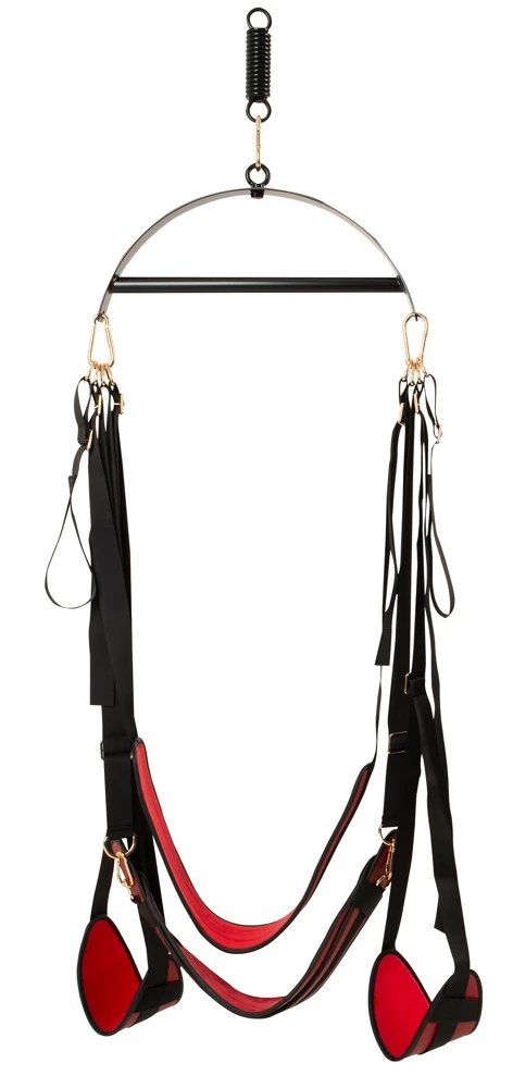 Bad Kitty Sex Swing, Erotische Liebesschaukel Deluxe schwarz-rot Golddetails verstellbar gepolstert für intensive Nähe und neue Positionen