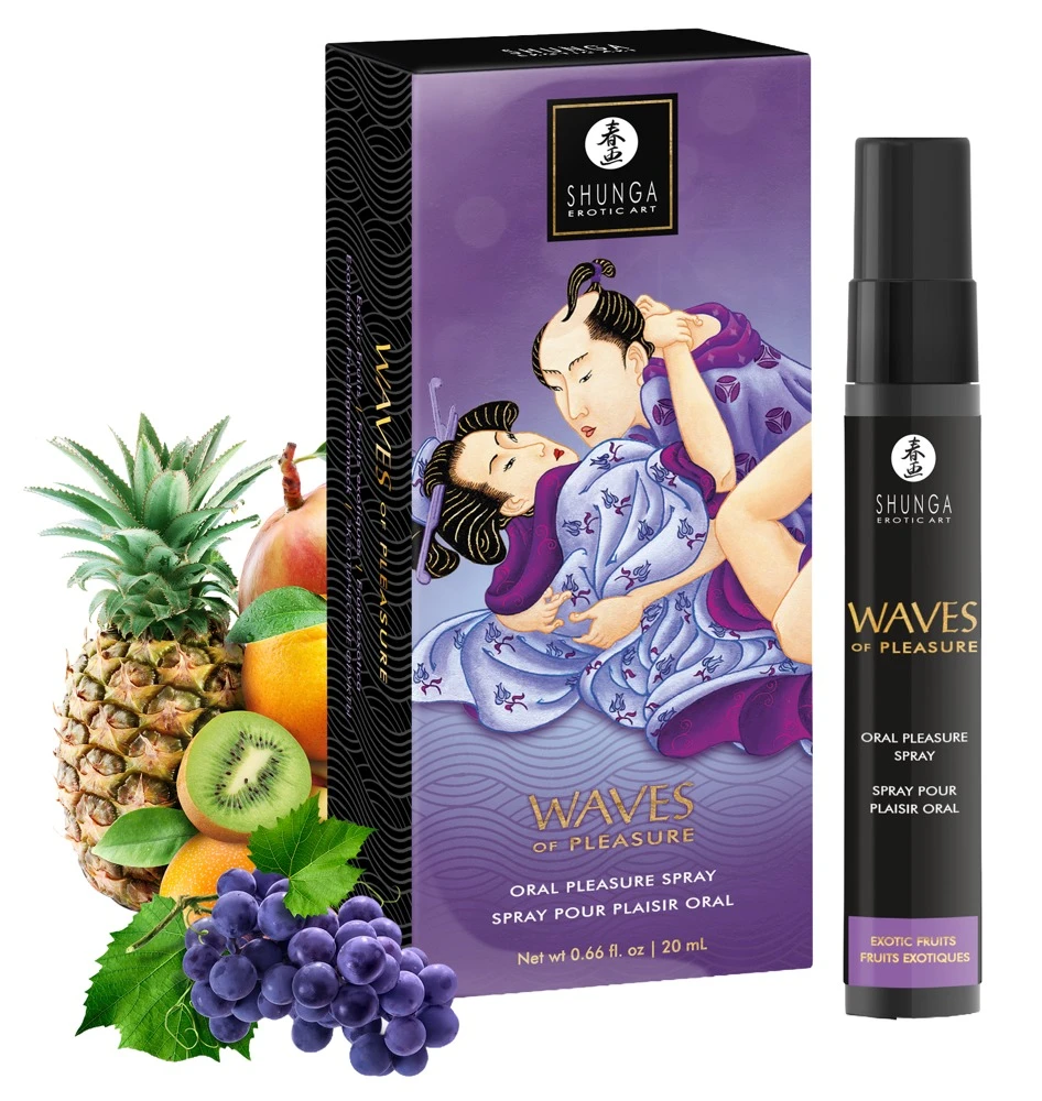 WoP Exotic Fruits  20 ml, Waves of Pleasure Exotic Fruits Mundspray – sexy fruchtiger Kick für heißes orales Verwöhnen mit prickelndem Erdbeersekt-Aroma