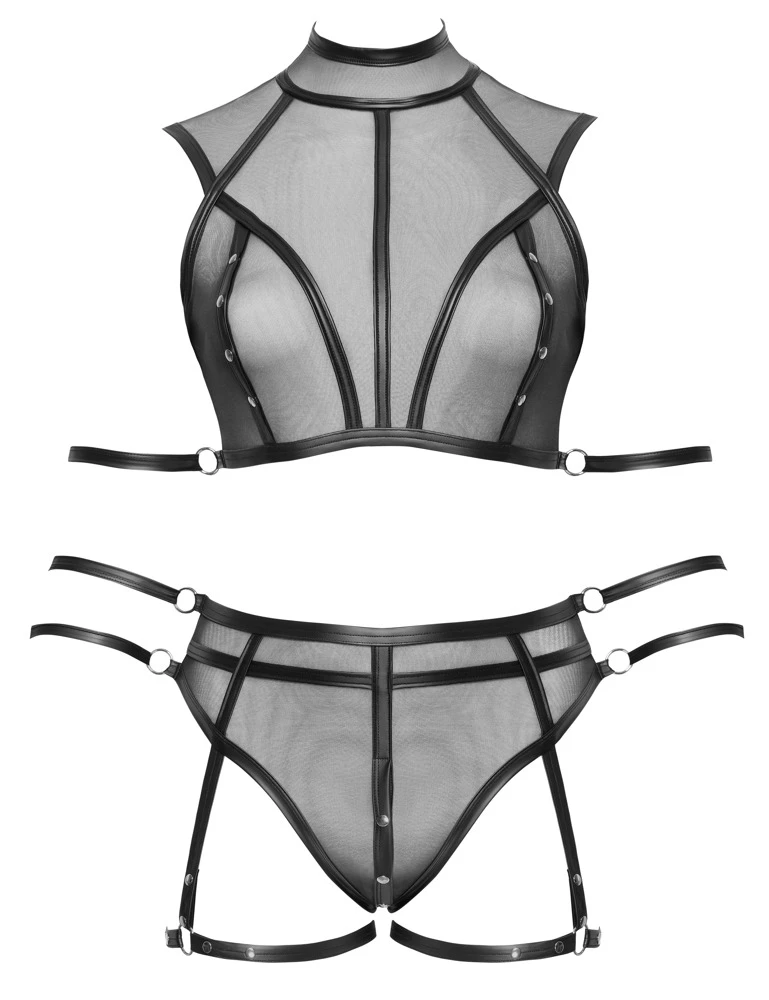 Cottelli BONDAG, Verführerisches Cottelli BONDAGE Set mit Top, Straps-Slip und sechs weichen Armfesseln für aufregende Bondage-Momente