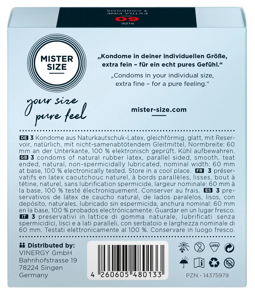 Mister Size 60mm 3er Kondom in individueller Passform