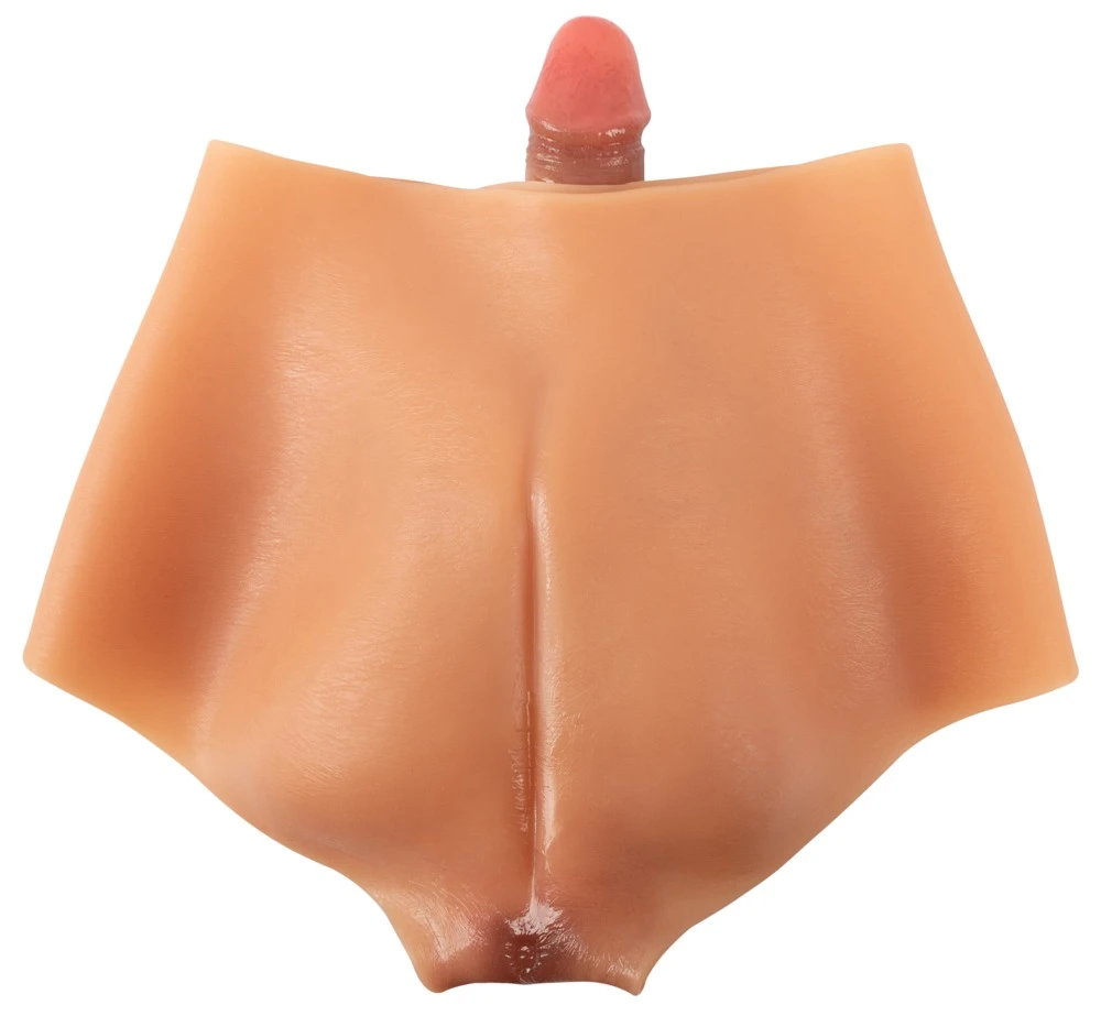 Vibrating Penis Pants Liquid, Silikon-Pants mit Vibro-Penis und Hoden in ultra realistischer Optik mit herausnehmbarem Vibrator und 10 kraftvollen Modi