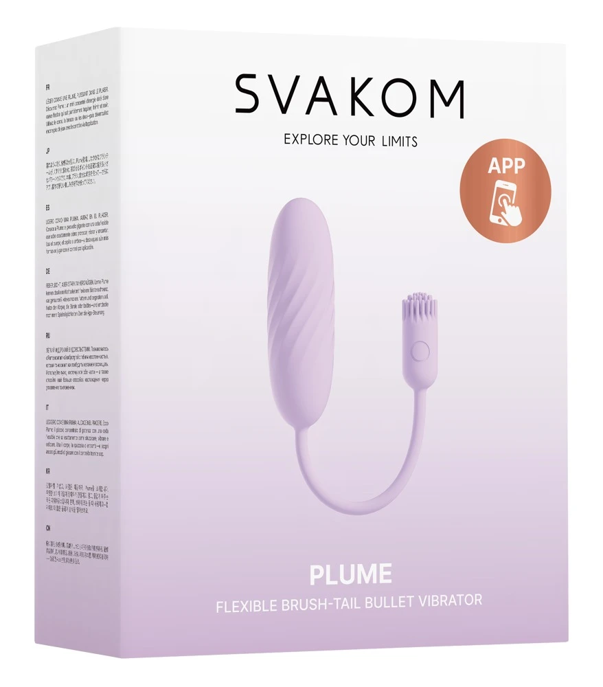 Svakom Plume Pastel Lilac, SVAKOM Vibro-Ei mit Bürstchen-Appsteuerung für prickelndes Solo-Spiel & sinnliche Paarmome