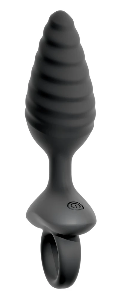 ANOS Flexible Plug Twisted, Flexibler Vibro-Analplug mit Spiral-Design und 10 Vibrationsmodi von ANOS aus Silikon mit Stopper und praktischem Haltering