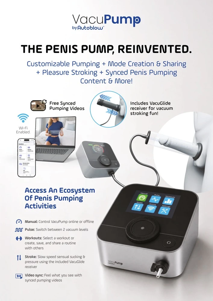 Vacupump (by Autoblow), Elektronische Penispumpe VacuPump von Autoblow – 4 Funktionen mit Pumpen, Pulsprogrammen und Stroking inklusive VacuGlide-Aufsatz