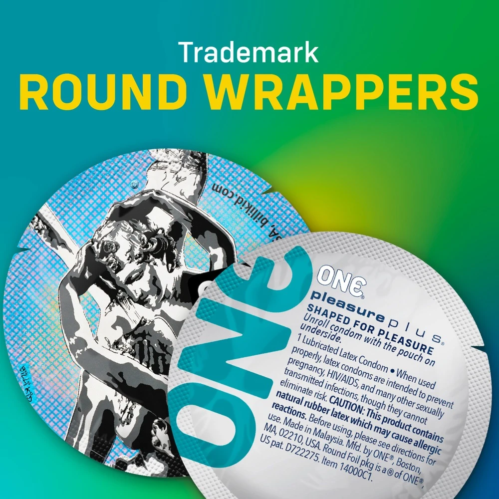 ONE Pleasure Plus 12er, ONE Kondom-Set Mixed Pleasures – 6 aufregende Sorten für heiße Nächte, befeuchtet, aus ultraweichem Sensatex-Latex, vegan und gentechnikfrei