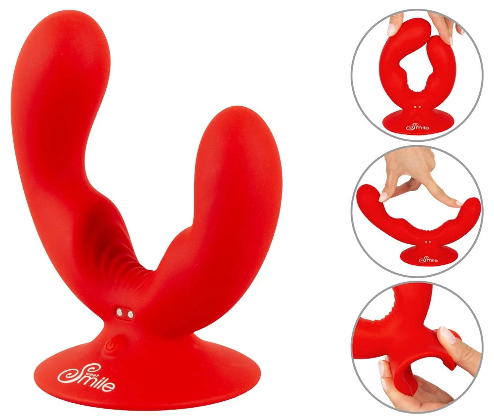 Smile Dual Vibrator, Doppelvibrator mit Saugfuß – flexibles Dual-Toy für sexy Freihand-Abenteuer, zwei Motoren, 9 Modi und anpassungsstarke Doppel-Stimulation