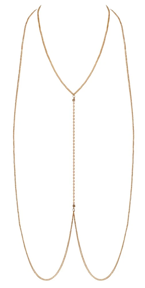 Stilvoller Eyecatcher für heiße Nächte – goldfarbene Cottelli Körperkette mit funkelnder Strassverbindung und edlem Glanz Stilvoller Eyecatcher für heiße Nächte – goldfarbene Cottelli Körperkette mit funkelnder Strassverbindung und edlem Glanz
