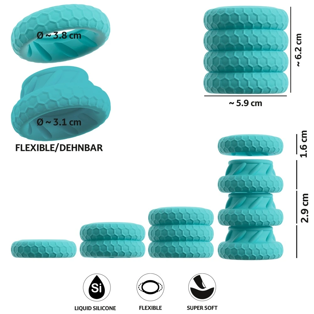 3in1 Cock and Ball Ring Set, You2Toys 3-in-1 Cock & Ball Ring Set 4-teilig aus Silikon flexibel als Penisring, Hodenring & Ballstretcher
