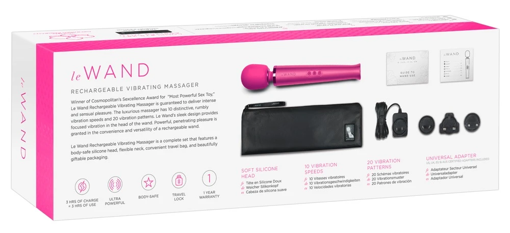Le Wand Massagestab inkl. Strukturaufsatz 20 Vibrationsmodi in 10 Intensitäten