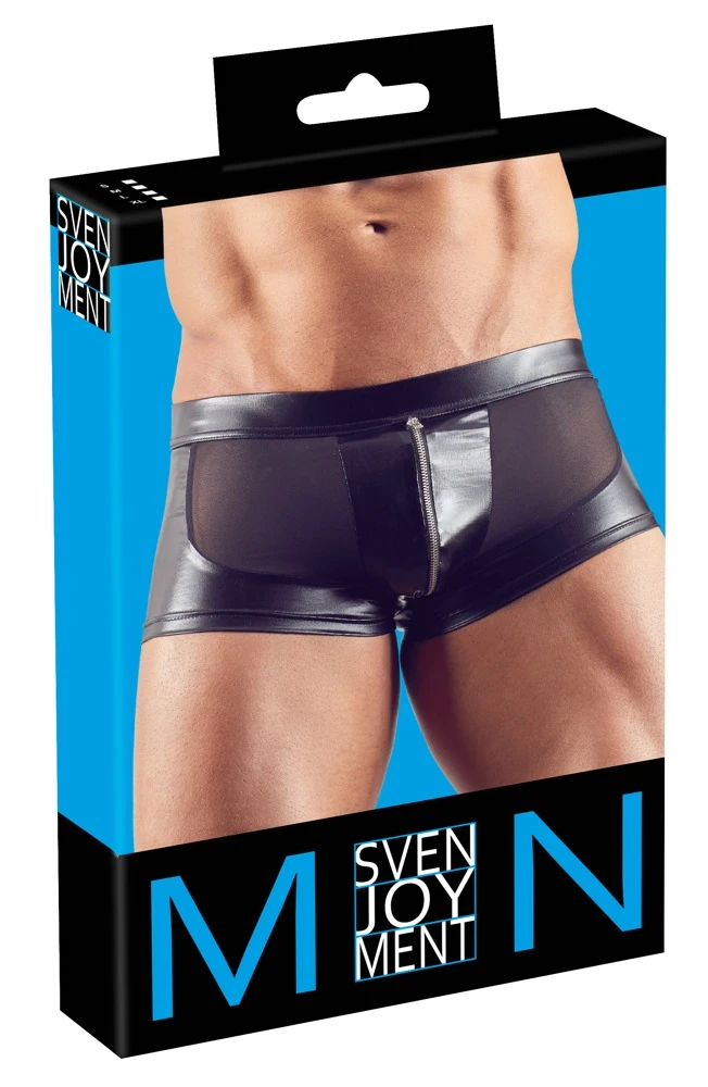Aufregende Pants aus Powernet mit Wetlook-Einsätzen und Reißverschluss am Beutel.