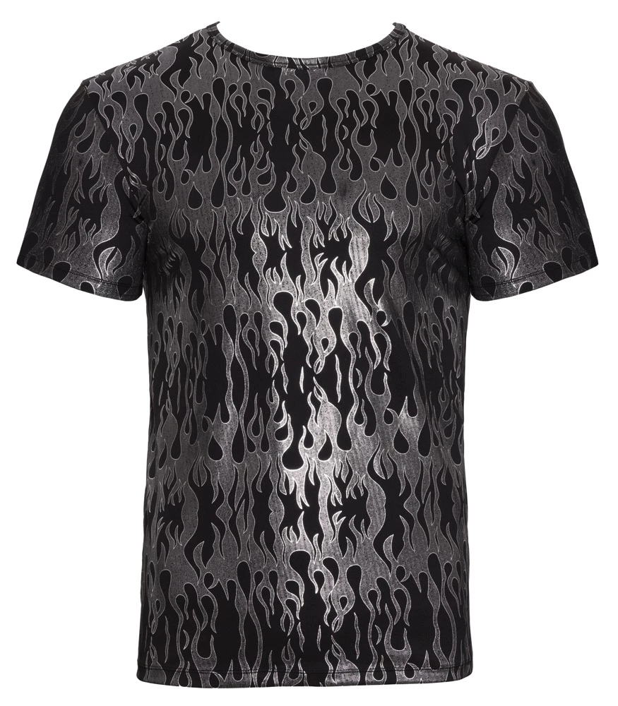 Kurzarm-Shirt Schwarz-Silber Svenjoyment im Mystic-Metallic-Look – hautnah betont, sexy schimmernd und elastisch für maskuline Ausstrahlung