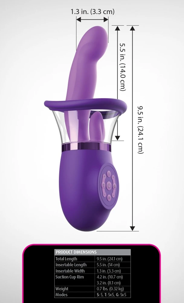 FFH Pleasure Pro Plus Purple, Intensiv stimuliert von innen und außen: 5 Motoren, saugende Lustschale und vibrierende Leck-Zunge für dein nächstes Lustlevel