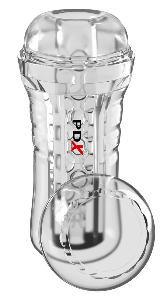 PDXE ViewTube EZ-Grip Stroker, Transparenter Masturbator ViewTube Plus See-Thru EZ-Grip Stroker Clear mit ultraweicher Innensleeve, Saugkontrolle und freiem Blick auf jede Bewegung für intensive Blowjob-Feelings