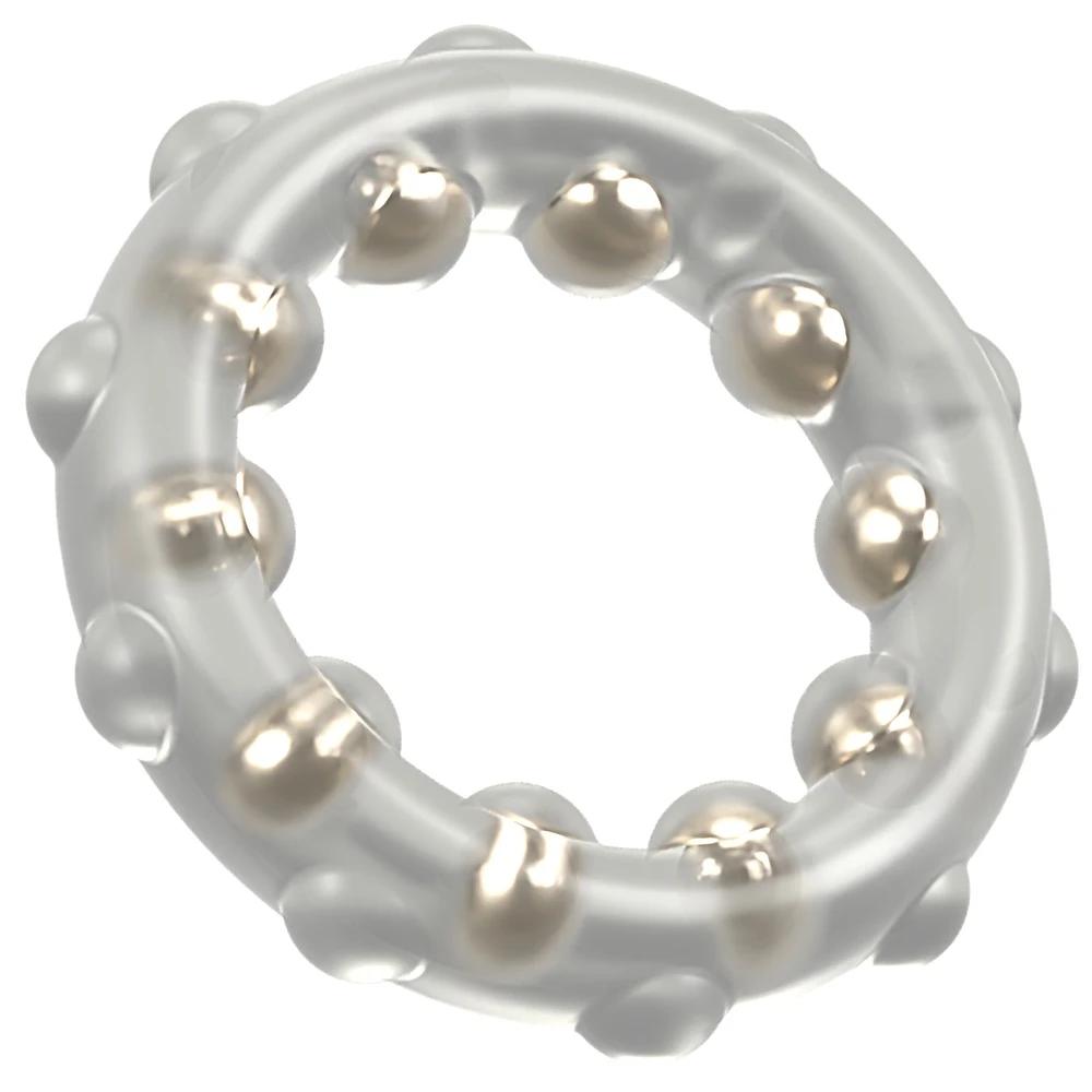 Rebel Cock Ring With Metal Bal, Rebel Cock Ring with Metal Balls – Aufreizender transparenter Noppen-Penisring aus softem Silikon mit Metall-Massagekugeln für intensiven Lustgenuss