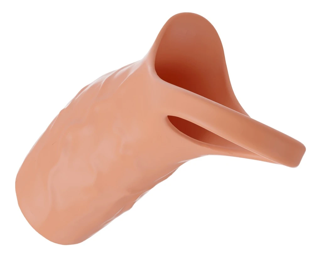 Realistixxx Real Sleeve open, Vibro-Penismanschette mit Hodenring für mehr Umfang und intensivere Vibrationen 10 Modi für verstärkte Lust