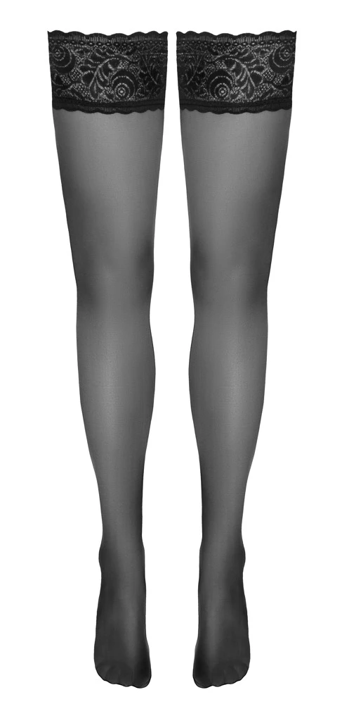 Cottelli Exquisite Eleganz: Halterlose Schwarze Strümpfe mit 8 cm Spitzen-Abschluss