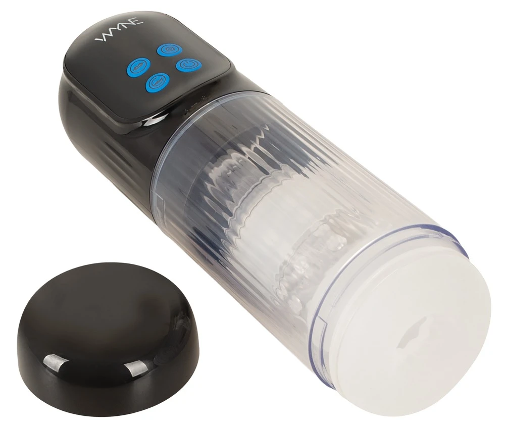 WYNE Masturbator 12, Masturbator mit 4 Funktionen, 3 Power-Motoren, Vibration, Saugen, Rotation & Stroking – sexy, wasserdicht & vielseitig – WYNE