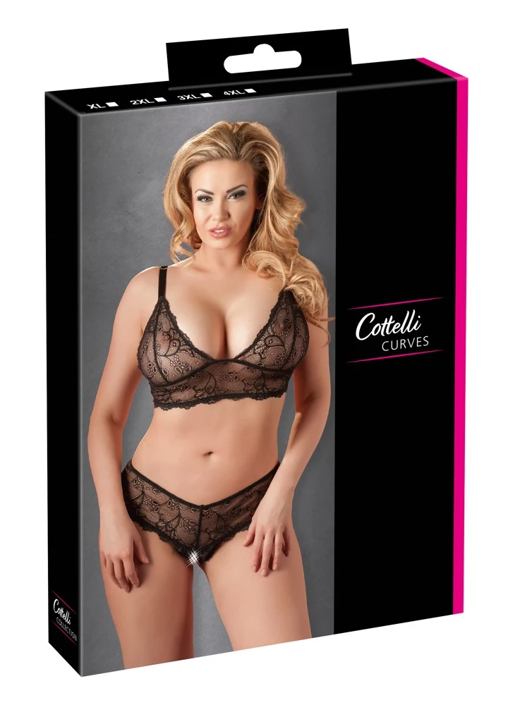 Verführerische Spitze Set Ouvert Slip Soft-BH mit verstellbaren Trägern