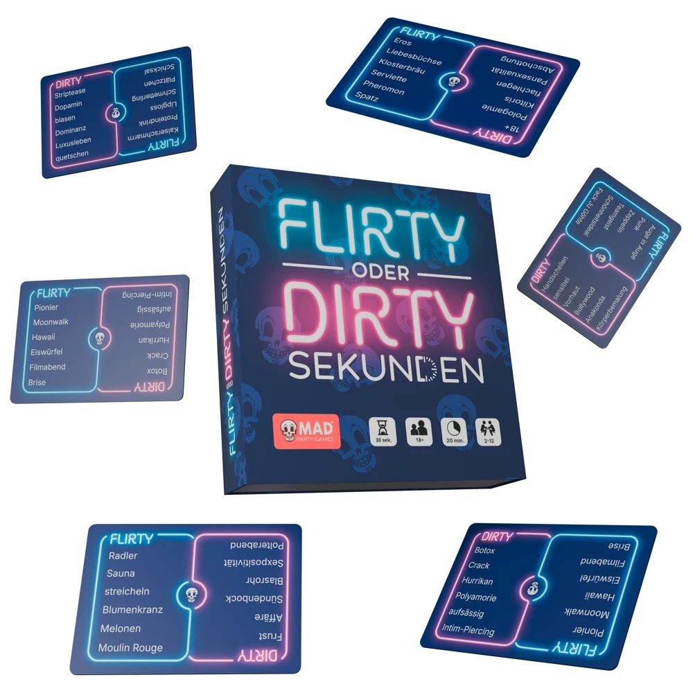 Flirty or Dirty, Flirty or Dirty Seconds – Das freche Wortspiel für schamlos gute 30 Sekunden voller Lachen, Spannung und unanständigem Teamgeist