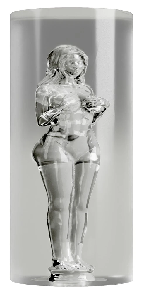 Stroker Female Shaped Tunnel, Transparenter Masturbator mit strukturierter 3D-Frauensilhouette, elastischem Softmaterial und intensivem Saug-Effekt für kraftvolle Handjob-Momente